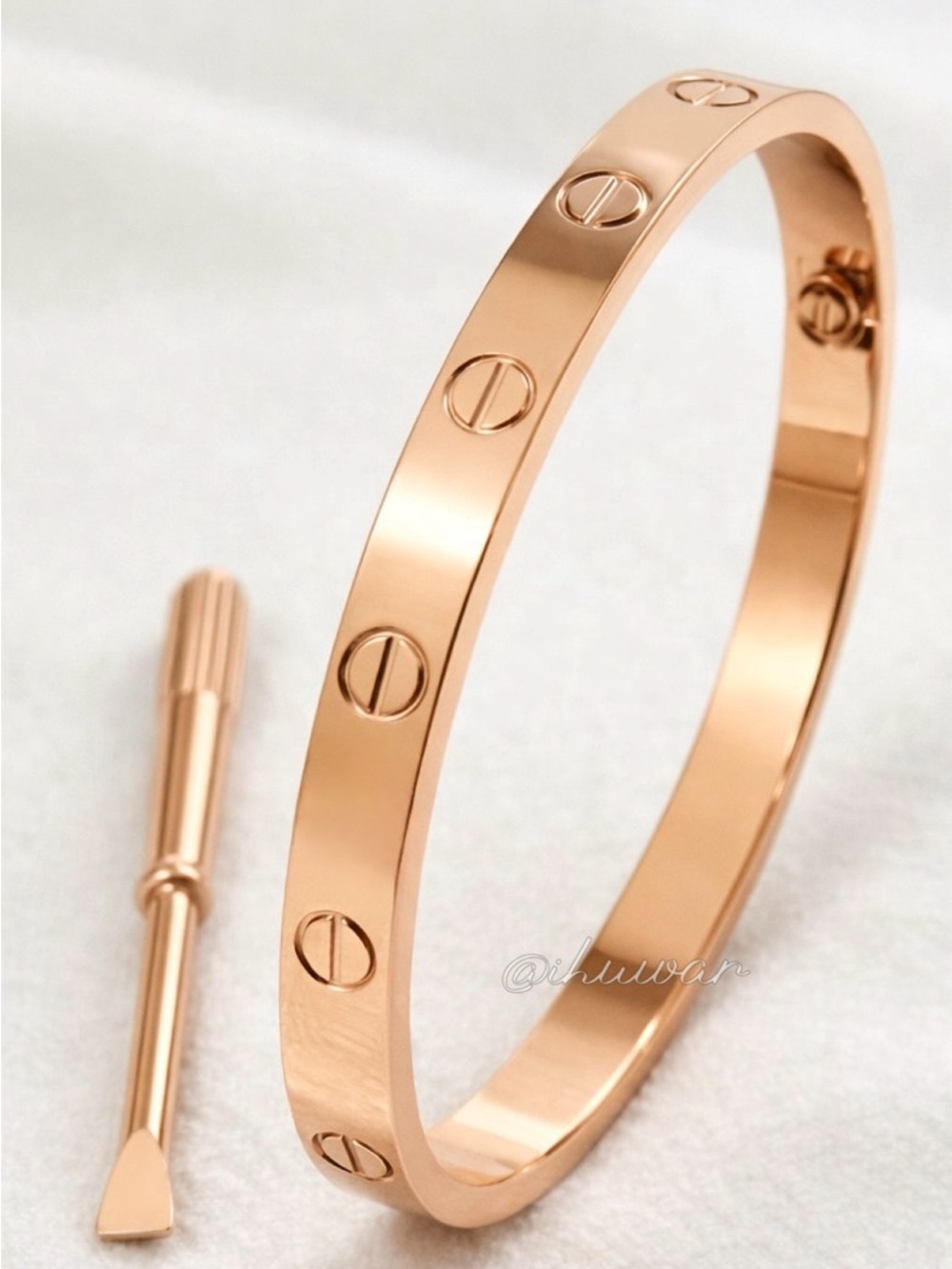 New Rose Gold Screw Motif Bangle Bracelet with Screwdriver